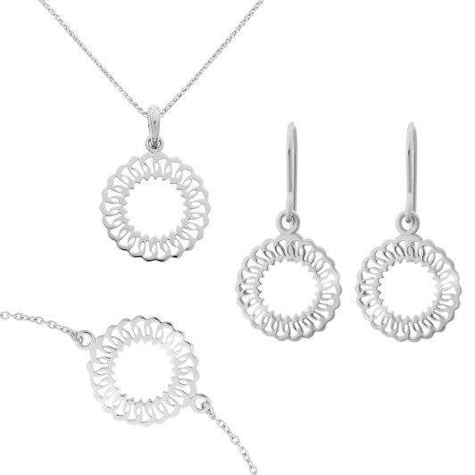 Orphelia® 'Amada' Dames Zilver 925 925 Set: Armband + Oorbellen + Ketting - Zilverkleurig SET-7075