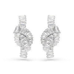 Swarovski® 'Matrix' Women's Base Metal Drop Earrings - Silver 5727040