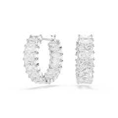 Swarovski® 'Matrix' Women's Base Metal Hoop Earrings - Silver 5733397