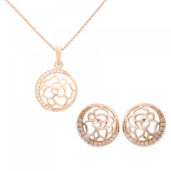 Orphelia® 'Blair' Femmes Argent Set: Collier-Pendentif + Boucles d'oreilles - Rosé SET-7089/1