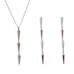 Orphelia® 'Aada' Dames Zilver 925 925 Set: Ketting + Oorbellen - Zilver/Rosé SET-7433