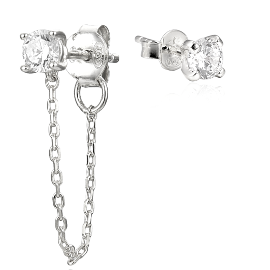 Gena.paris® 'Stone' Damen Sterling Silber Ohrstecker - Silber GBO1531-W