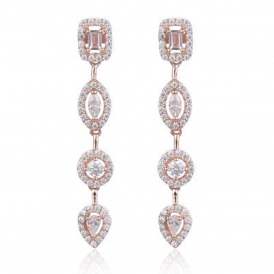 Gena.paris® 'Gabriella' Women's Sterling Silver Drop Earrings - Rose GBO1503-R