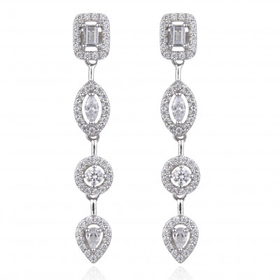 Gena.paris® 'Gabriella' Women's Sterling Silver Drop Earrings - Silver GBO1503-W