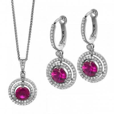 Orphelia Women's Silver Set: Chain-pendant + Earrings SET-7049 #1