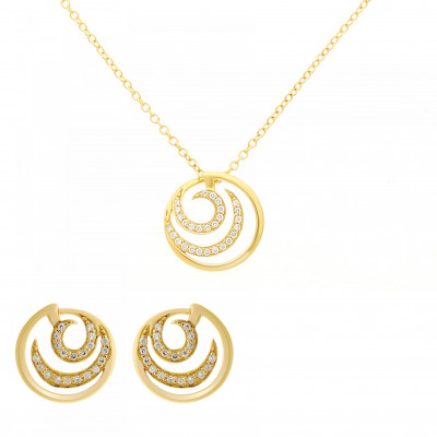 Orphelia® Women's Sterling Silver Set: Chain-Pendant + Earrings - Gold SET-7084/2 #1