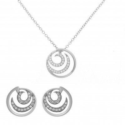 Orphelia Women's Silver Set: Chain-pendant + Earrings SET-7084 #1