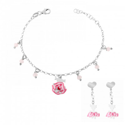 Orphelia® Child's Sterling Silver Set: Bracelet + Earrings - Silver SET-7133 #1