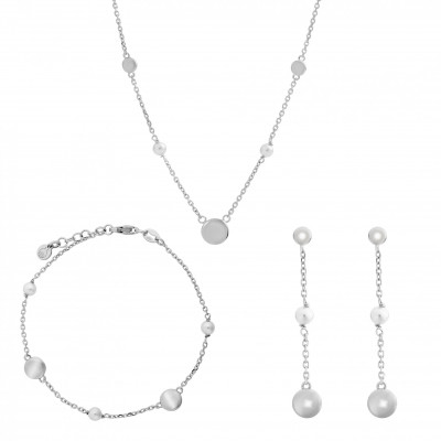 Sterling Silver Set: Chain + Bracelet + Earrings SET-7379 #1