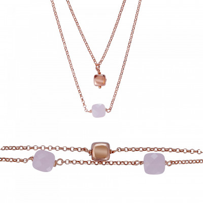 Orphelia® Women's Sterling Silver Set: Bracelet + Necklace - Rose SET-7432 #1