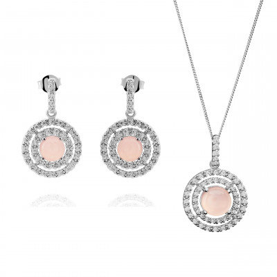 Orphelia® Women's Sterling Silver Set: Chain-Pendant + Earrings - Silver SET-7481/PC #1