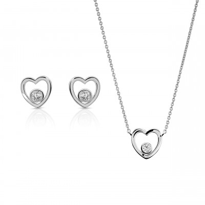 Orphelia Women's Silver Set: Necklace + Earrings SET-7484 #1
