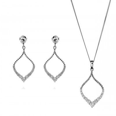 Orphelia Women's Silver Set: Chain-pendant + Earrings SET-7493 #1