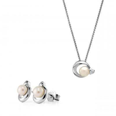 Orphelia® 'MATHILDE' Women's Sterling Silver Set: Chain-Pendant + Earrings - Silver SET-7510 #1