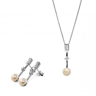 Orphelia Maxime Women's Silver Set: Chain-pendant + Earrings SET-7514 #1