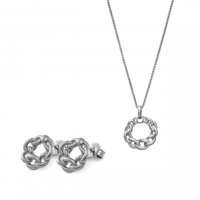 Orphelia® 'ESTELLE' Women's Sterling Silver Set: Chain-Pendant + Earrings - Silver SET-7516 #1