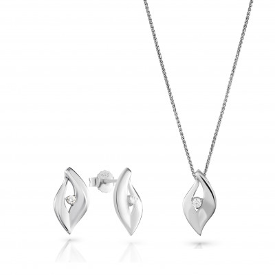 Orphelia® 'Milan' Women's Sterling Silver Set: Chain-Pendant + Earrings - Silver SET-7519 #1