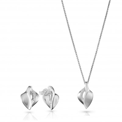 Orphelia® 'Anet' Women's Sterling Silver Set: Chain-Pendant + Earrings - Silver SET-7520 #1