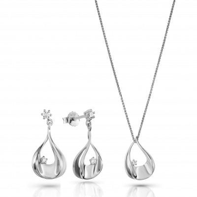 Orphelia Etoile Women's Silver Set: Chain-pendant + Earrings SET-7524 #1