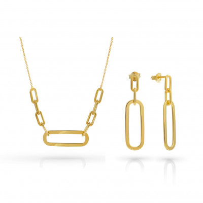 Orphelia® 'Essence' Women's Sterling Silver Set: Necklace + Earrings - Gold SET-7560/G
