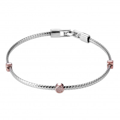 Orphelia® Women's Sterling Silver Bracelet - Silver/Rose ZA-7415 #1