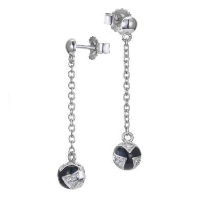Orphelia® 'Sedona' Women's Sterling Silver Drop Earrings - Silver/Black ZO-7332