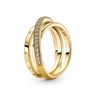 Pandora® Pandora Signature 'Crossover Pavé' Women's Gold Plated Metal Ring - Gold 169057C01