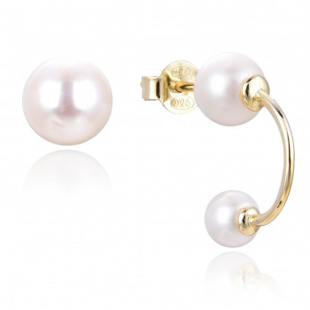Gena.paris® 'Asymmetric' Women's Sterling Silver Stud Earrings - Gold GBO1533-Y