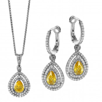 Orphelia Women's Silver Set: Chain-pendant + Earrings SET-7048 #1