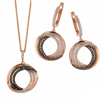 Orphelia® Women's Sterling Silver Set: Chain-Pendant + Earrings - Rose SET-7055 #1