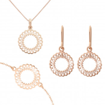 Orphelia® Women's Sterling Silver Set: Bracelet + Earrings + Necklace - Rose SET-7075/1 #1