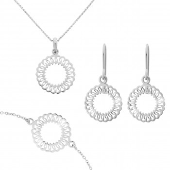 Orphelia Women's Silver Set: Bracelet + Earrings + Necklace SET-7075 #1