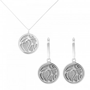 Orphelia® Women's Sterling Silver Set: Chain-Pendant + Earrings - Silver SET-7097 #1