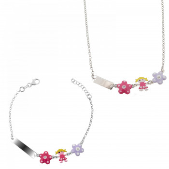 Orphelia® Child's Sterling Silver Set: Bracelet + Necklace - Silver SET-7147 #1