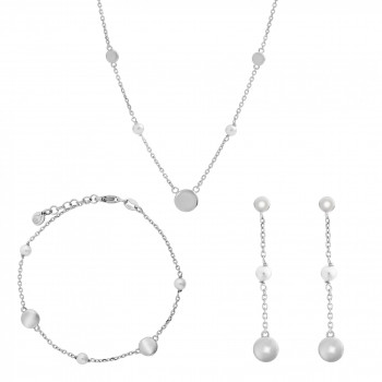 Sterling Silver Set: Chain + Bracelet + Earrings SET-7379 #1