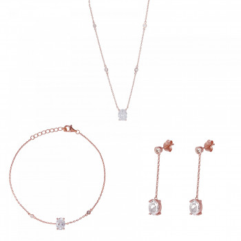 Orphelia Women's Silver Set: Chain + Bracelet + Earrings SET-7419 #1