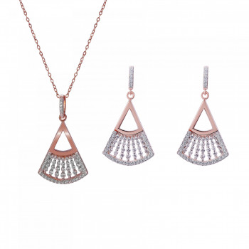 Orphelia® Women's Sterling Silver Set: Necklace + Earrings - Rose SET-7436 #1