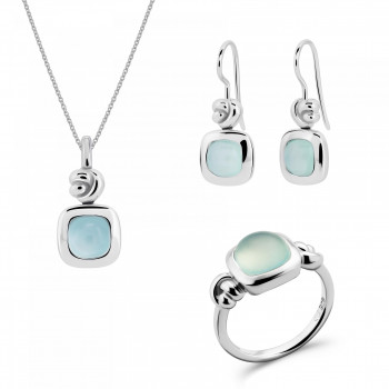 Orphelia® Women's Sterling Silver Set: Necklace + Earrings + Ring - Silver SET-7467 #1