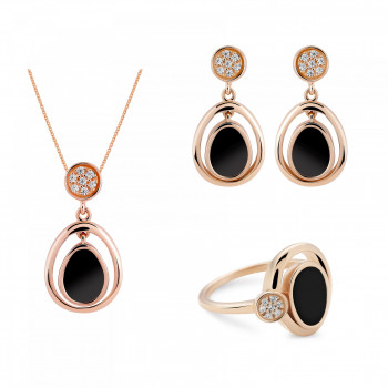 Orphelia® Women's Sterling Silver Set: Necklace + Earrings + Ring - Rose SET-7470 #1