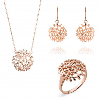 Orphelia® Women's Sterling Silver Set: Necklace + Earrings + Ring - Rose SET-7502/RG #6