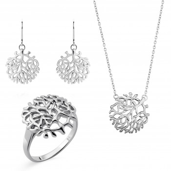 Orphelia® Women's Sterling Silver Set: Necklace + Earrings + Ring - Silver SET-7502 #4