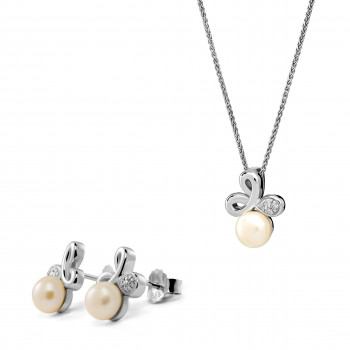 Orphelia Elisabeth Women's Silver Set: Chain-pendant + Earrings SET-7511 #1