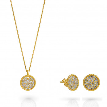 Orphelia® 'Bella' Women's Sterling Silver Set: Necklace + Earrings - Gold SET-7565/G