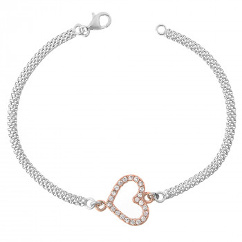 Orphelia® Women's Sterling Silver Bracelet - Silver/Rose ZA-7103 #1