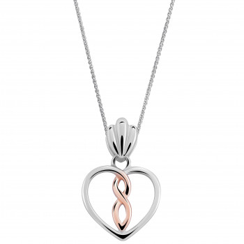 'Delilah' Women's Sterling Silver Chain with Pendant - Silver/Rose ZH-7475