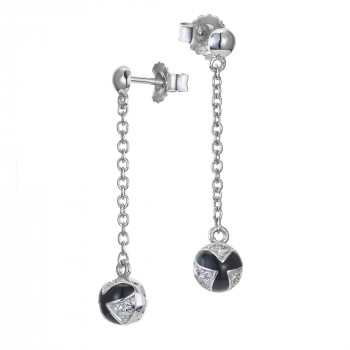 Orphelia® 'Sedona' Women's Sterling Silver Drop Earrings - Silver/Black ZO-7332