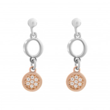 'Maite' Women's Sterling Silver Drop Earrings - Silver/Rose ZO-7376
