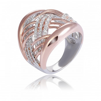 Orphelia® Women's Sterling Silver Ring - Silver/Rose ZR-7447 #1