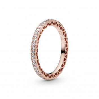 Pandora® Pandora Signature 'Hearts' Women's Gold Plated Metal Ring - Rose 180963CZ