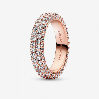 Pandora® 'Timeless Pavé' Women's Gold Plated Metal Ring - Rose 182629C01